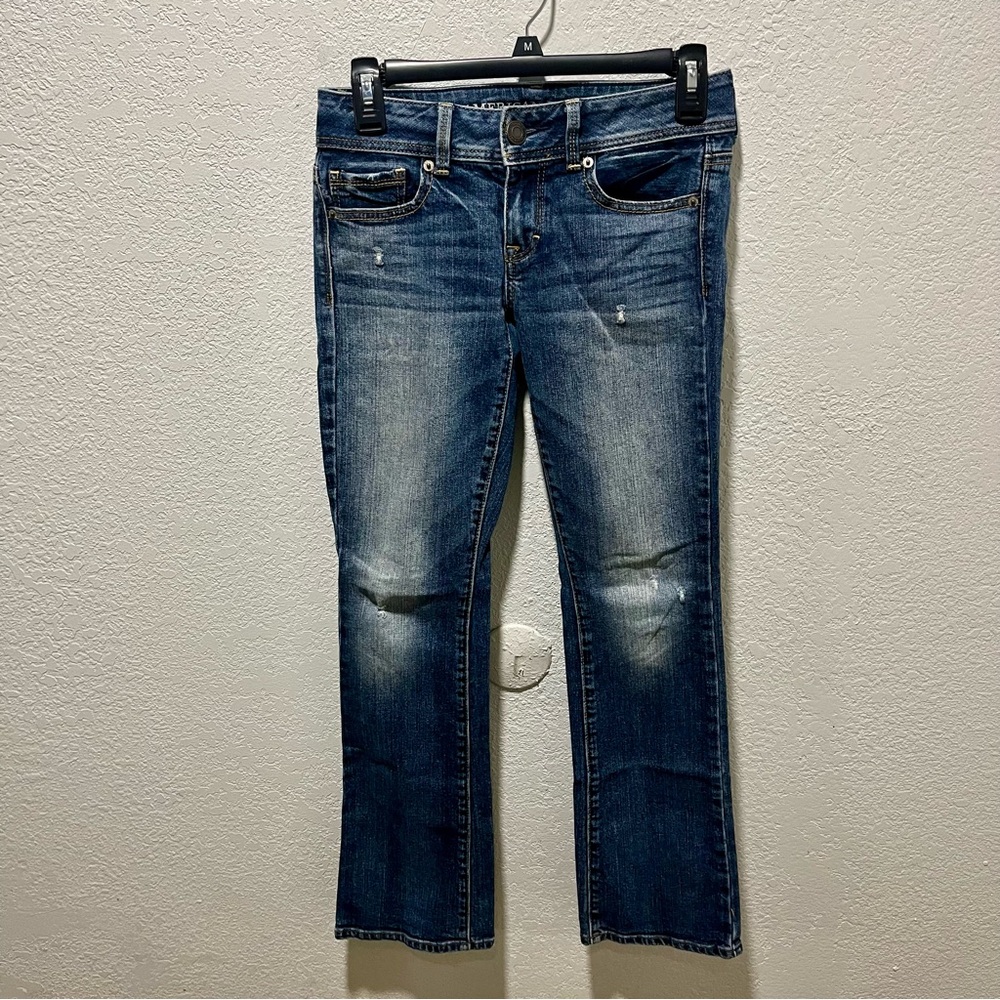 American Eagle Outfitters Dark Blue Kick Boot Stretch Jeans
